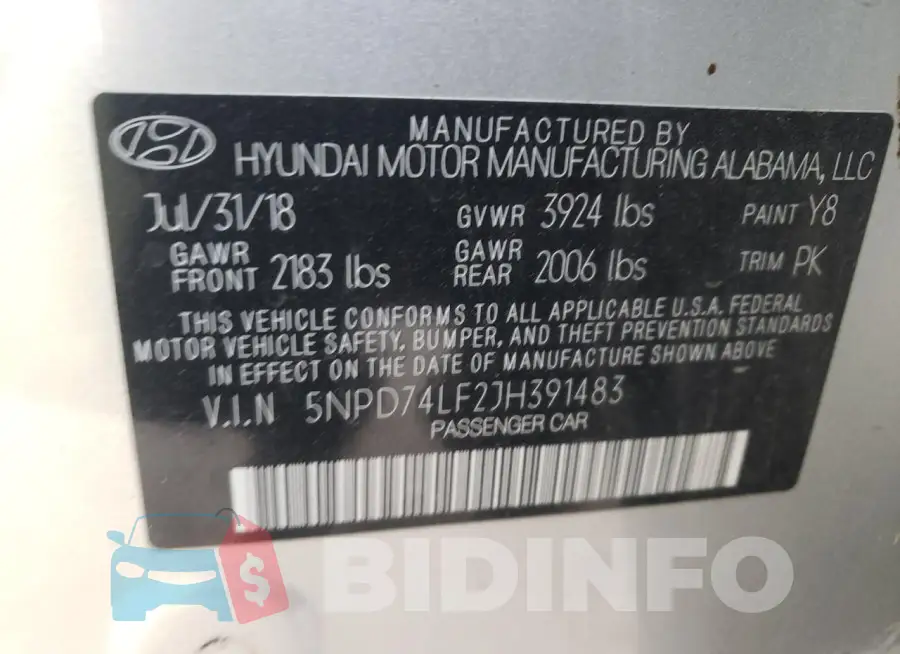5NPD74LF2JH391483 Photo# 12