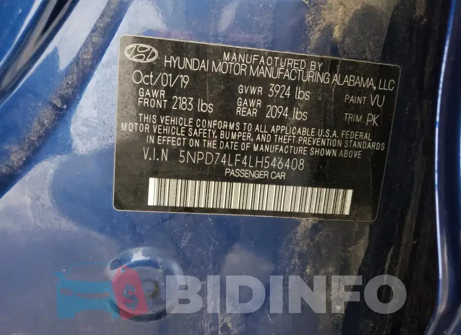 5NPD74LF4LH546408 Photo# 12