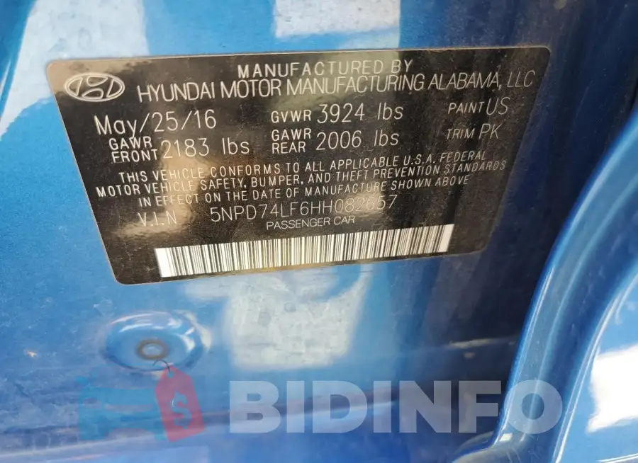 5NPD74LF6HH082657 Photo# 12