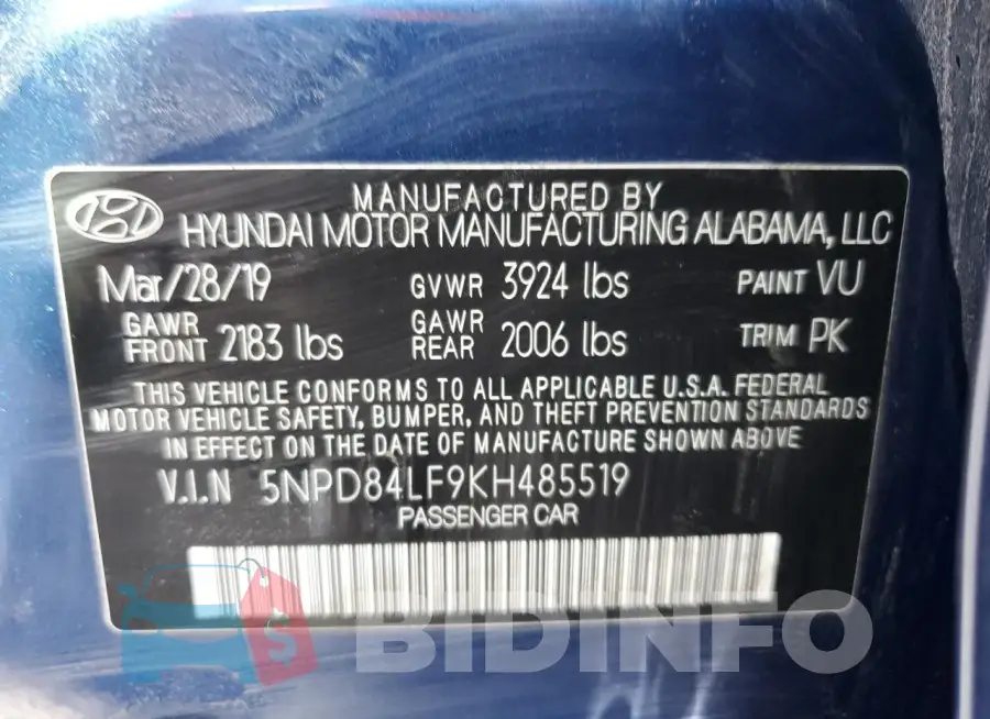 5NPD84LF9KH485519 Photo# 12