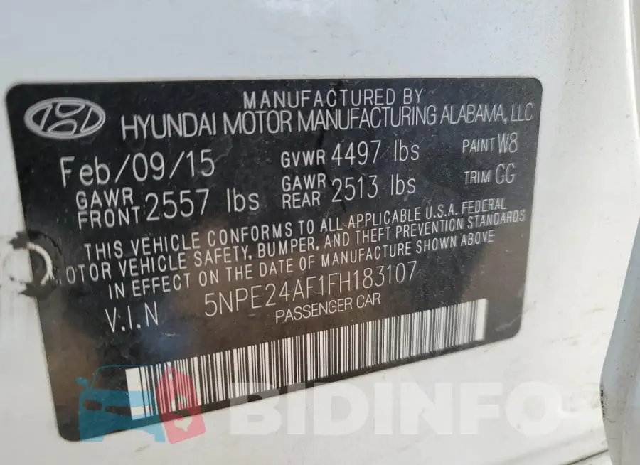 5NPE24AF1FH183107 Photo# 12