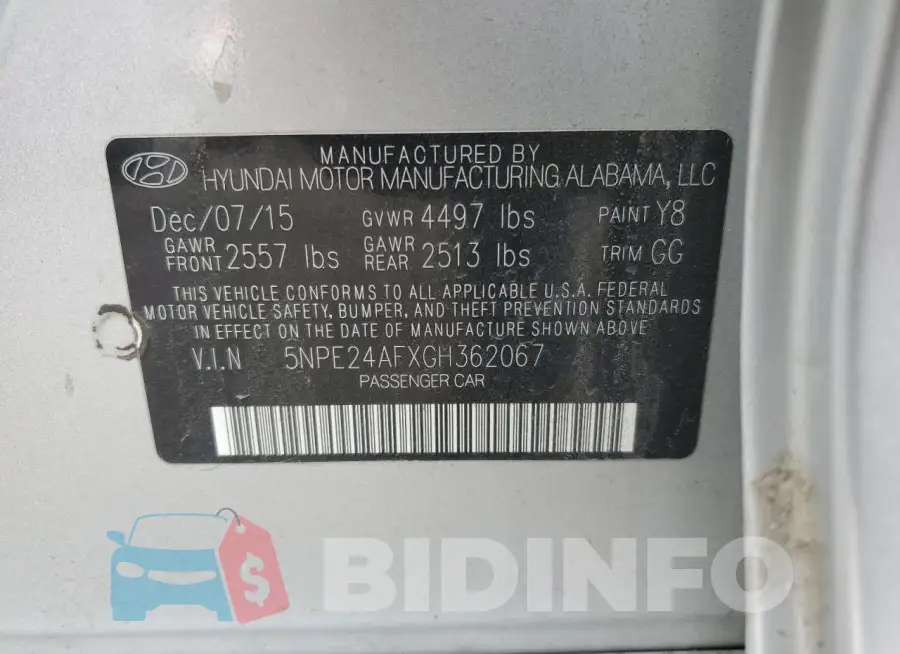 5NPE24AFXGH362067 Photo# 12
