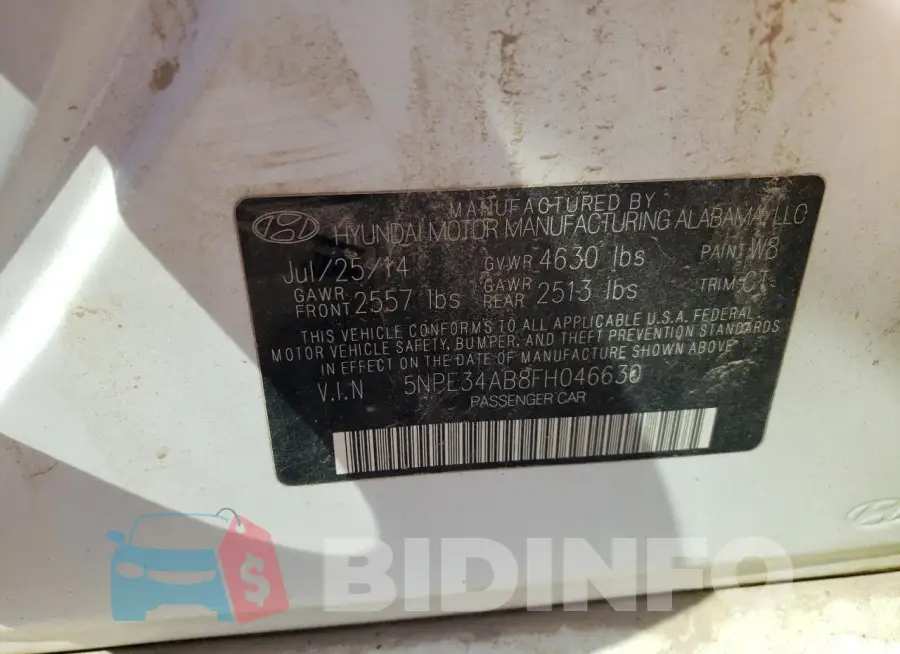 5NPE34AB8FH046630 Photo# 12