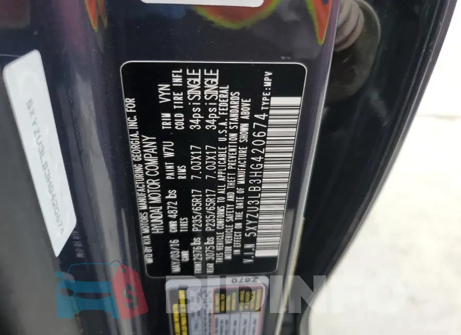 5XYZU3LB3HG420674 Photo# 12