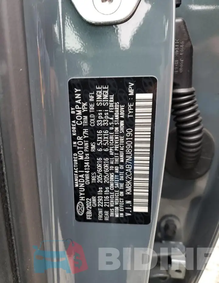 KM8K2CAB7NU890190 Photo# 12