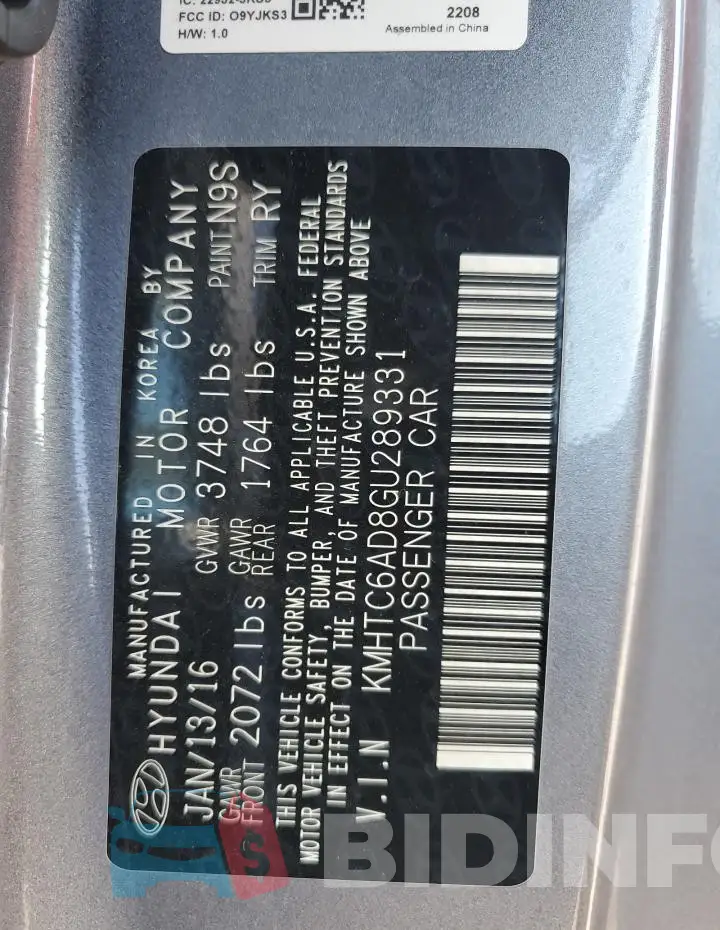 KMHTC6AD8GU289331 Photo# 12