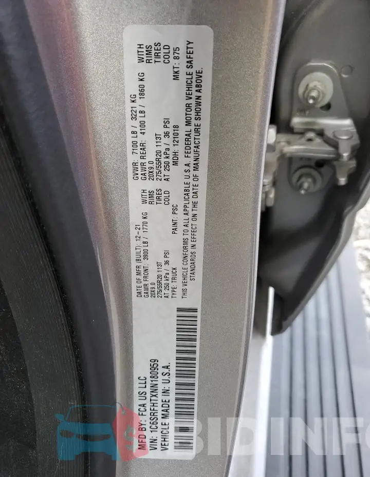 1C6SRFHTXNN180959 Photo# 12