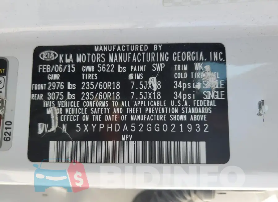 5XYPHDA52GG021932 Photo# 13