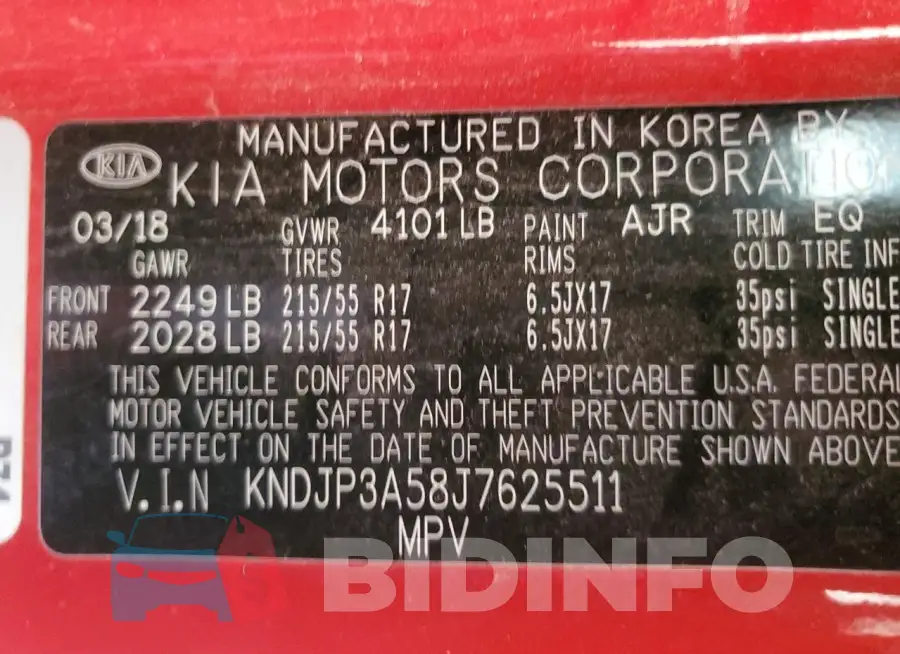 KNDJP3A58J7625511 Photo# 13