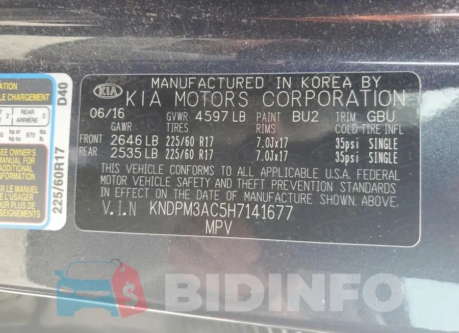 KNDPM3AC5H7141677 Photo# 13