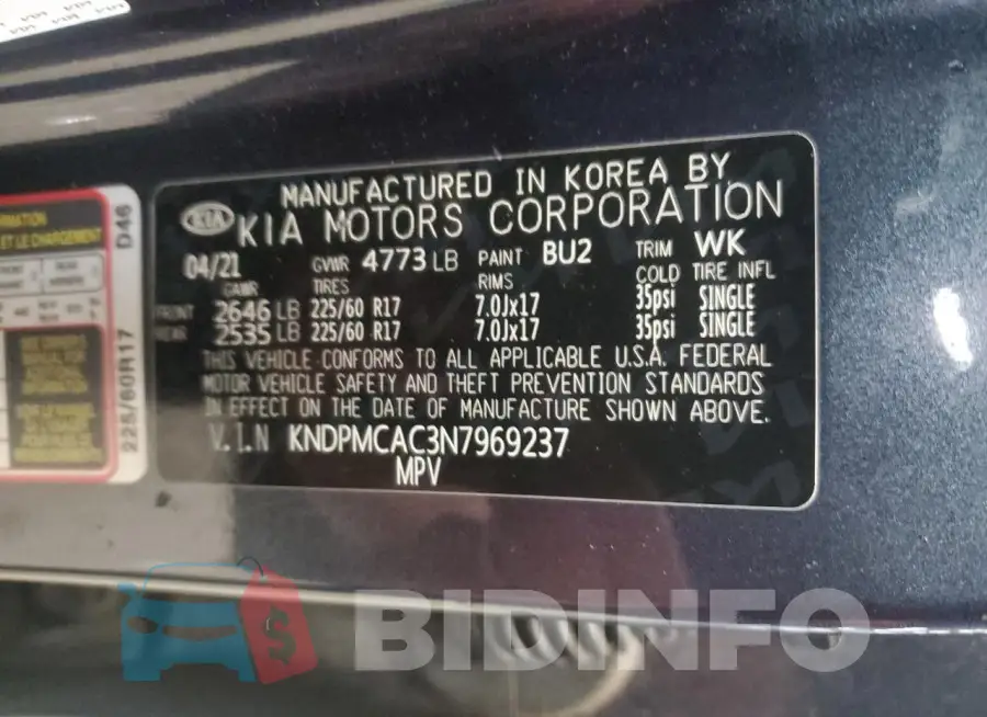 KNDPMCAC3N7969237 Photo# 12