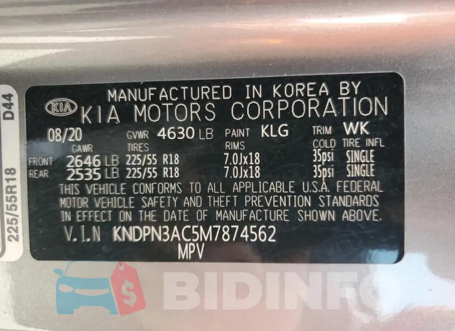 KNDPN3AC5M7874562 Photo# 13