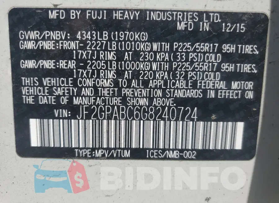 JF2GPABC6G8240724 Photo# 12