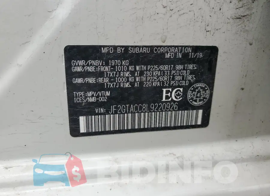 JF2GTACC8L9220926 Photo# 12