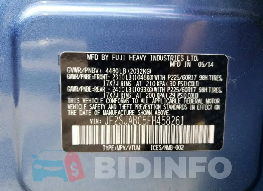 JF2SJABC5FH458261 Photo# 12