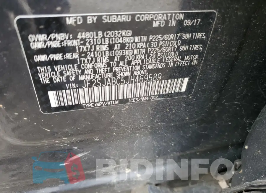 JF2SJABC5JH469589 Photo# 13