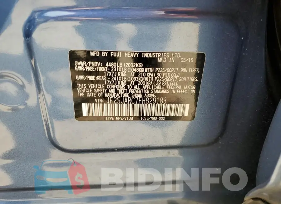 JF2SJARC7FH829183 Photo# 13