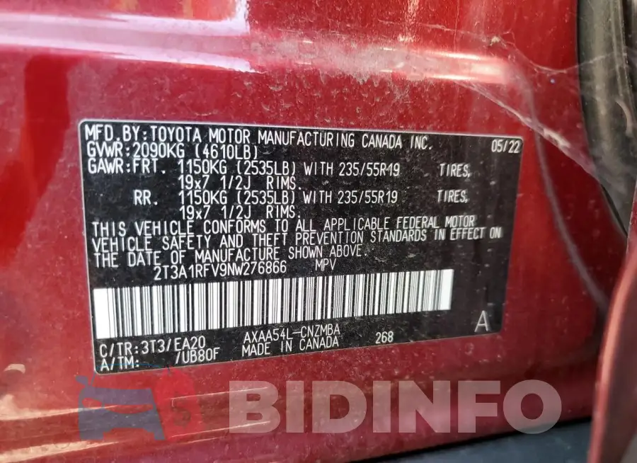 2T3A1RFV9NW276866 Photo# 13