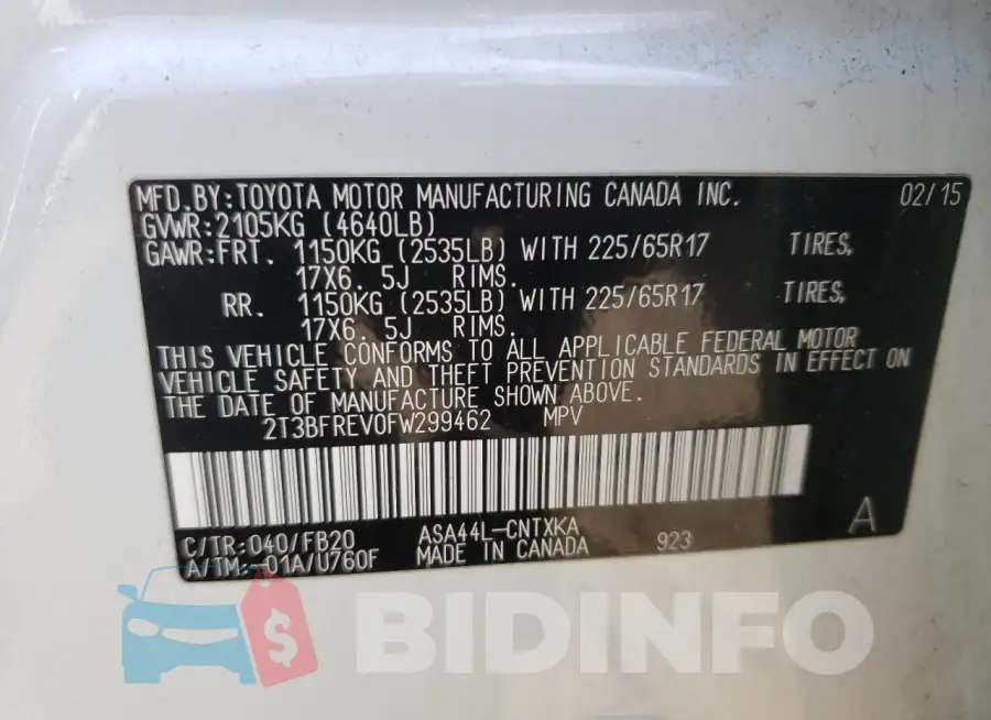 2T3BFREV0FW299462 Photo# 12