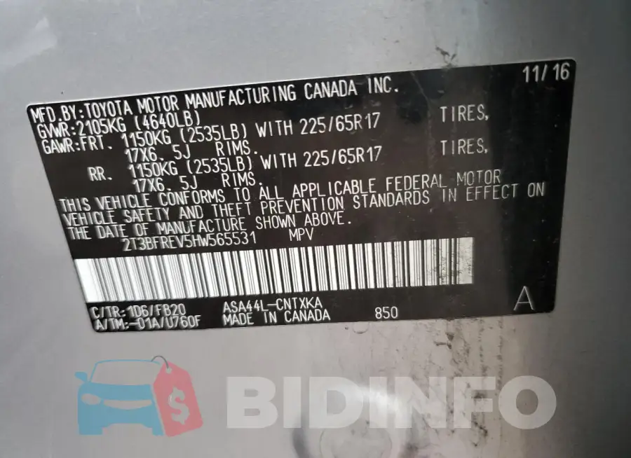 2T3BFREV5HW565531 Photo# 13