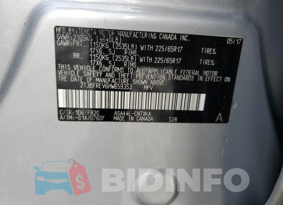 2T3BFREV6HW659353 Photo# 12