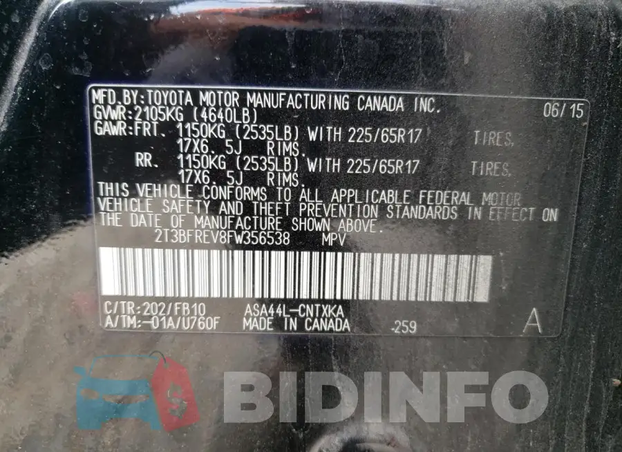 2T3BFREV8FW356538 Photo# 13