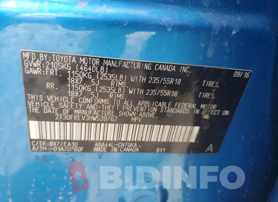 2T3DFREV3HW539762 Photo# 12