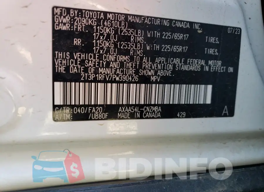 2T3P1RFV7PW390426 Photo# 12