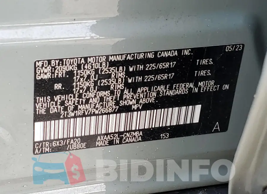 2T3W1RFV7PW266877 Photo# 13