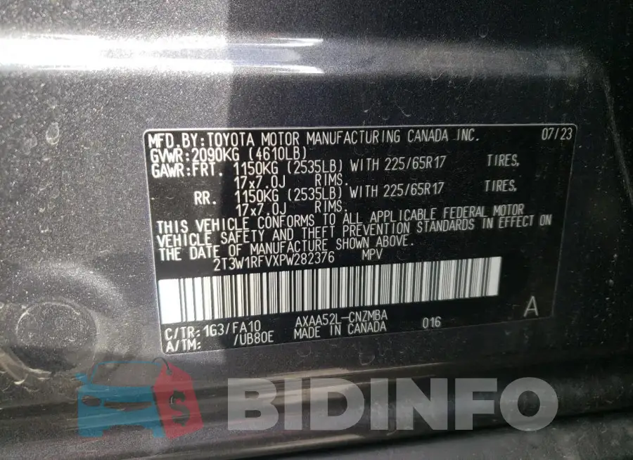2T3W1RFVXPW282376 Photo# 12