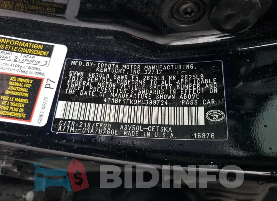 4T1BF1FK9HU399724 Photo# 12