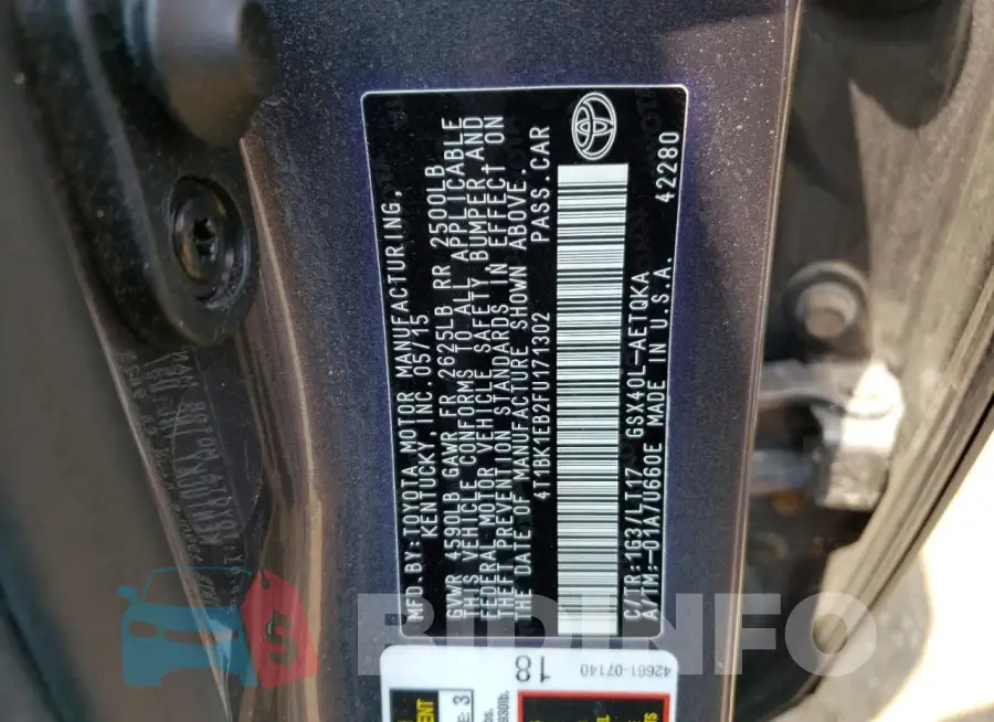 4T1BK1EB2FU171302 Photo# 13