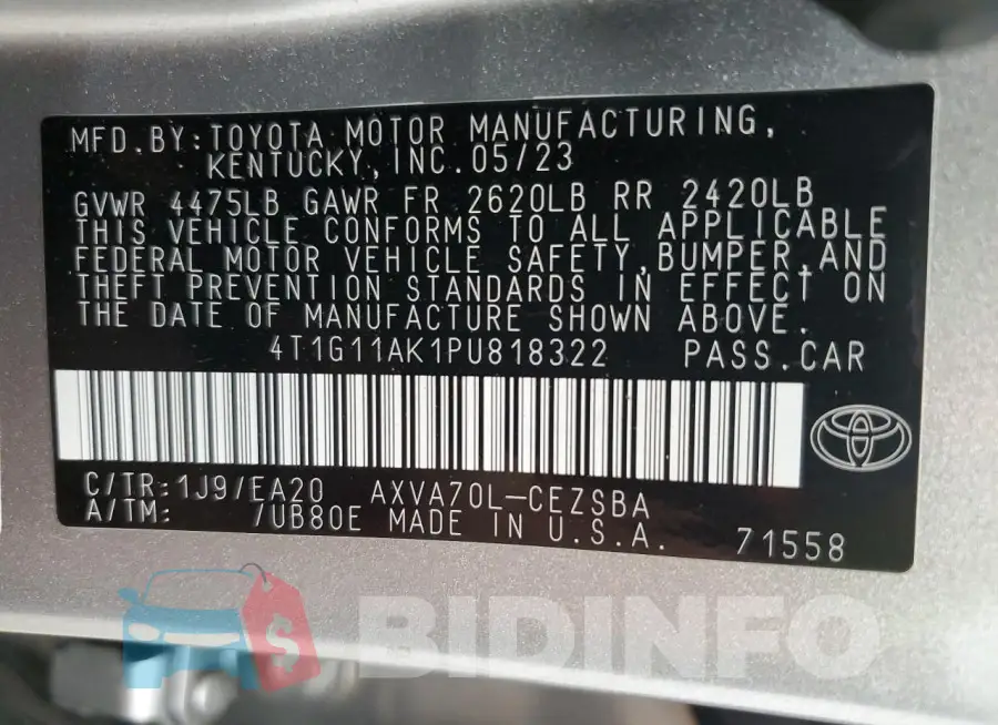 4T1G11AK1PU818322 Photo# 13