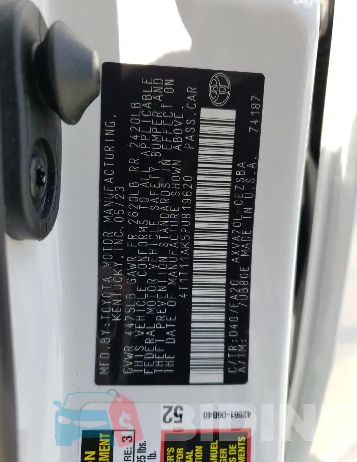 4T1T11AK5PU819620 Photo# 12
