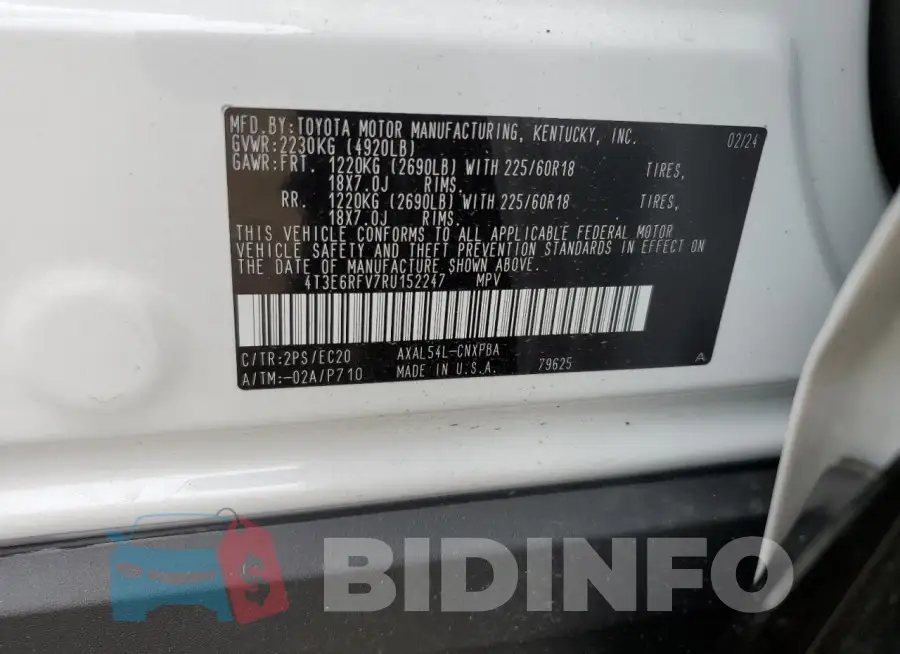 4T3E6RFV7RU152247 Photo# 13