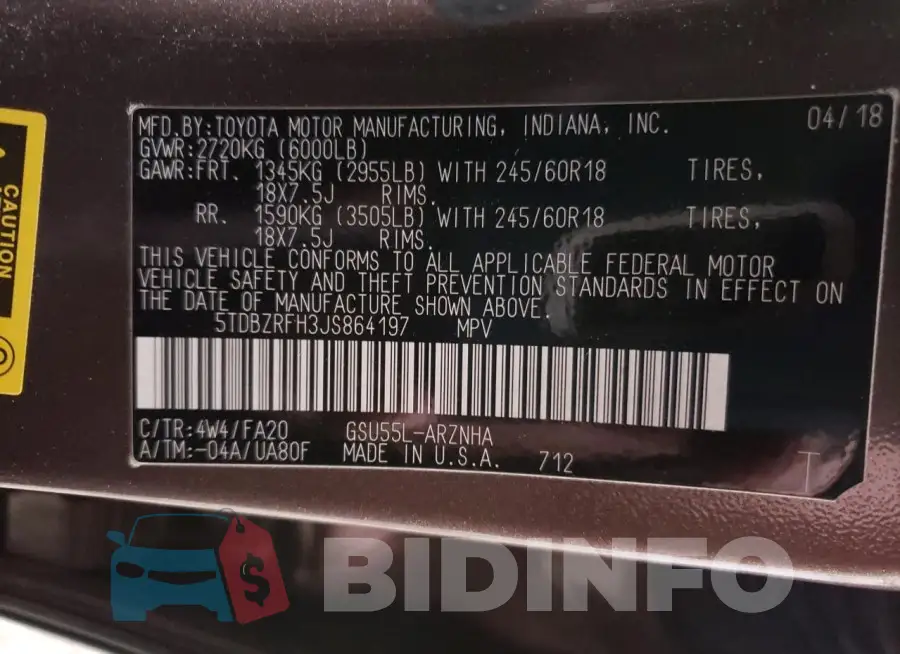 5TDBZRFH3JS864197 Photo# 12