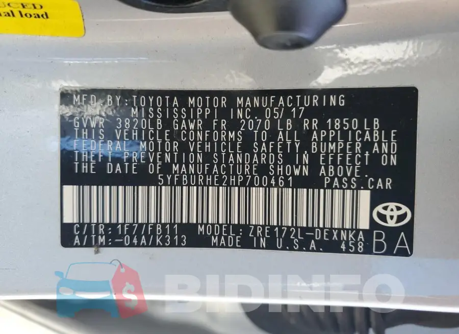 5YFBURHE2HP700461 Photo# 13