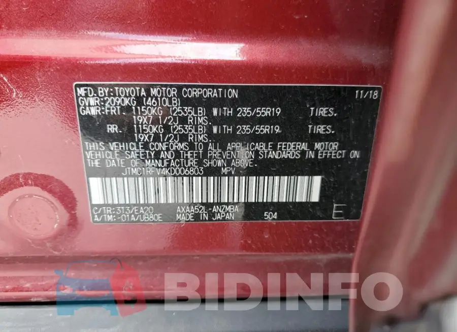 JTMC1RFV4KD006803 Photo# 12