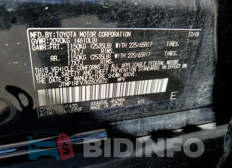 JTMP1RFV7KD505872 Photo# 13