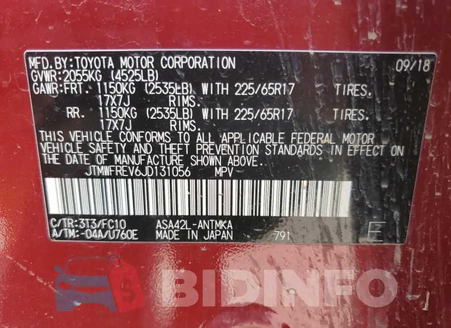 JTMWFREV6JD131056 Photo# 12