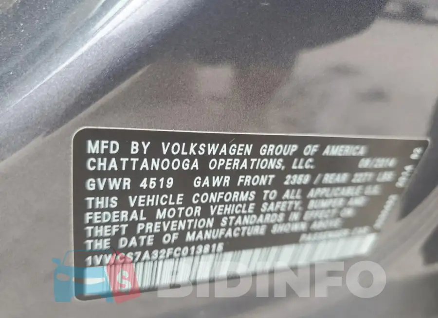 1VWCS7A32FC013815 Photo# 12