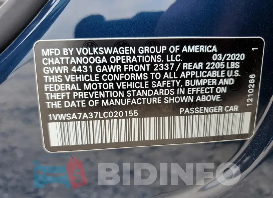 1VWSA7A37LC020155 Photo# 12