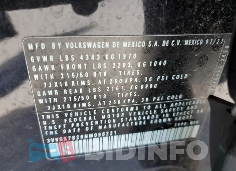 3VVRX7B29NM098221 Photo# 14