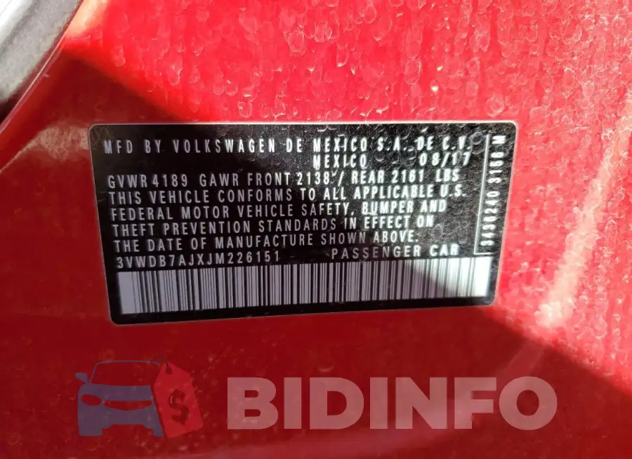 3VWDB7AJXJM226151 Photo# 12