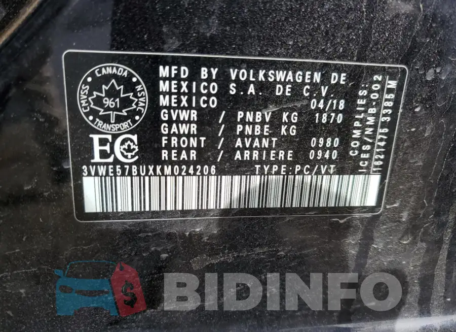 3VWE57BUXKM024206 Photo# 12
