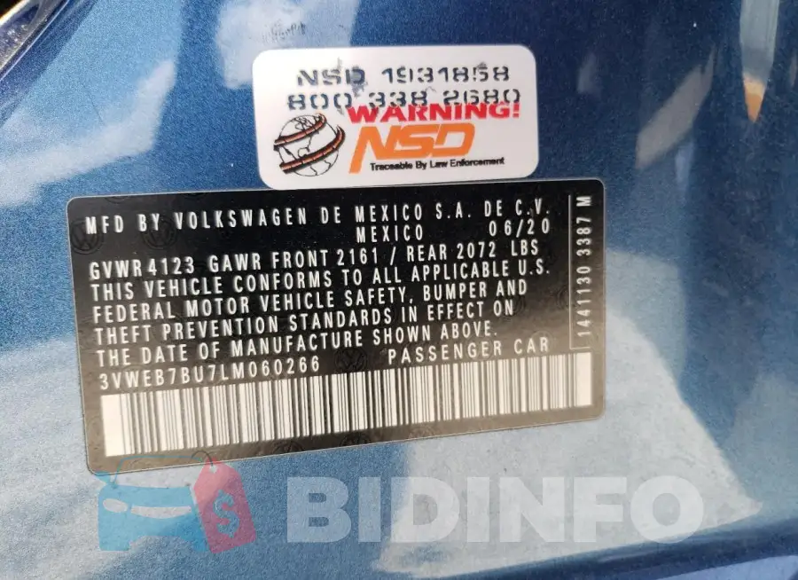 3VWEB7BU7LM060266 Photo# 13