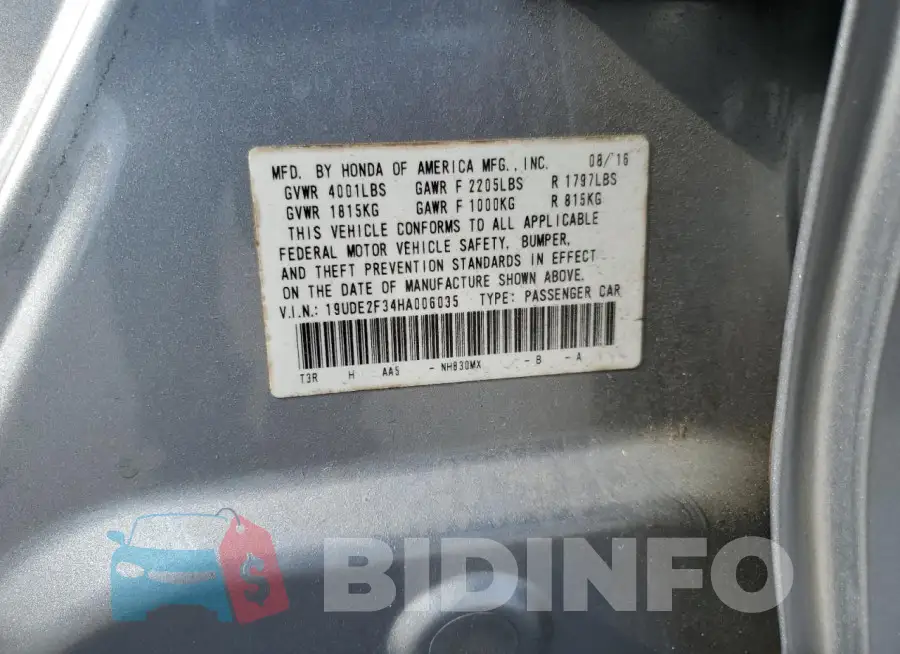 19UDE2F34HA006035 Photo# 13