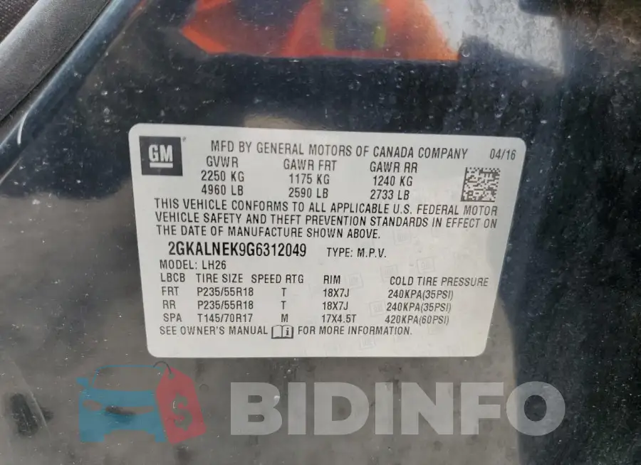 2GKALNEK9G6312049 Photo# 12