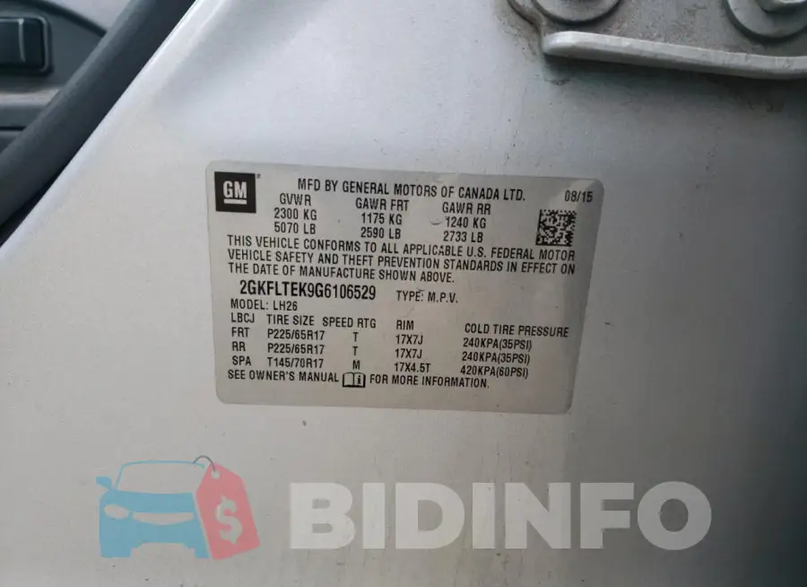 2GKFLTEK9G6106529 Photo# 14