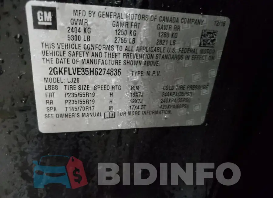 2GKFLVE35H6274836 Photo# 12